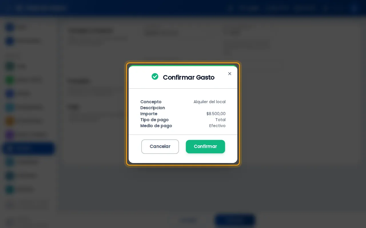 Confirmación del gasto