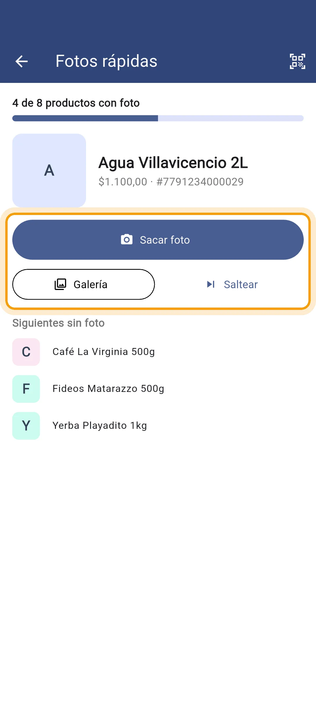 Fotos rápidas con Sacar foto, Galería y Saltear
