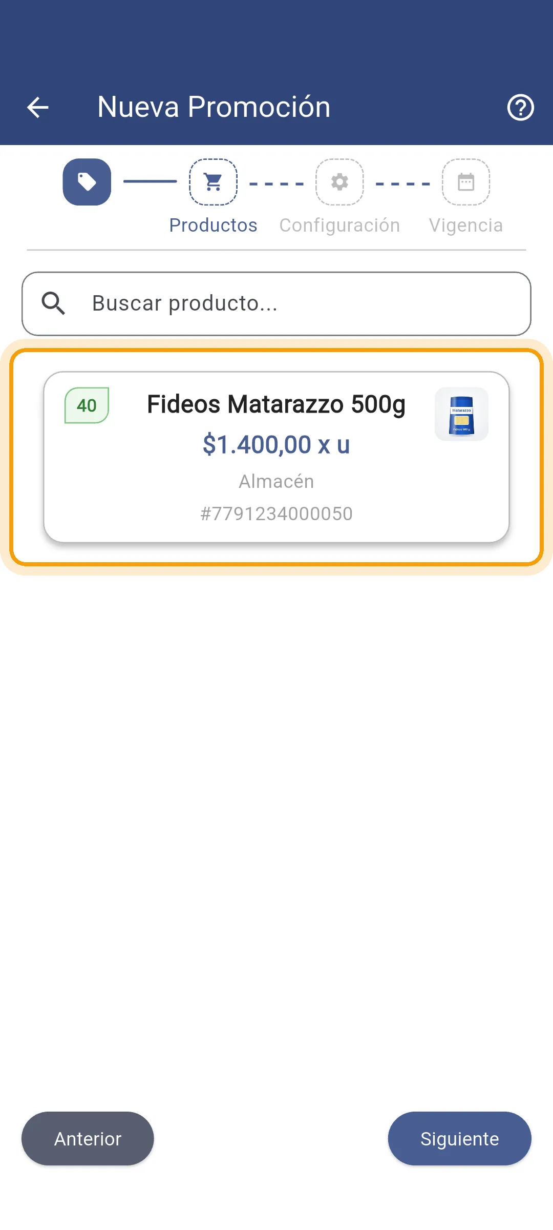 Producto elegido para la promoción