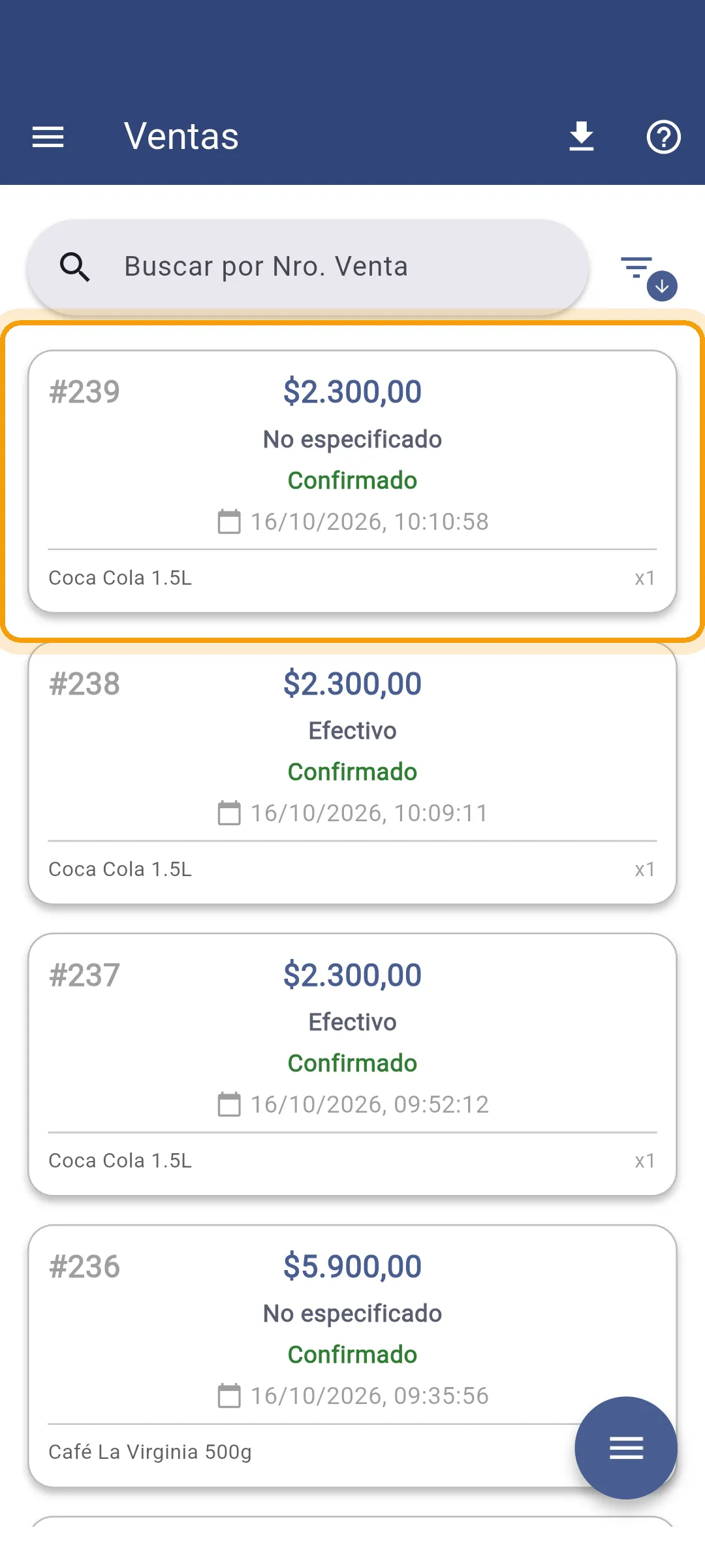 La venta fiada en la lista de ventas