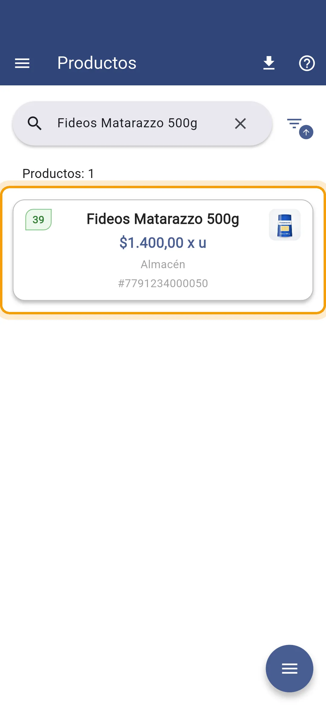 Stock del producto ya actualizado en la app