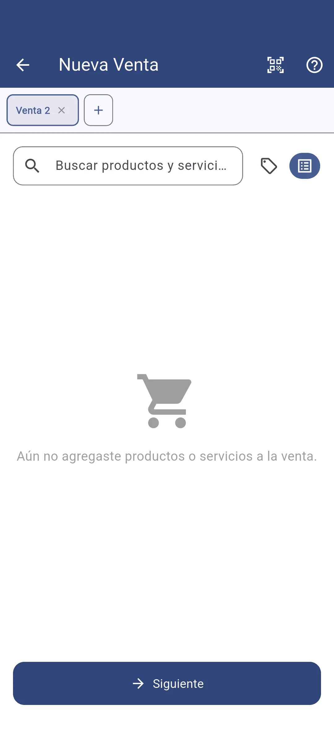 Venta nueva vacía después de confirmar en la app
