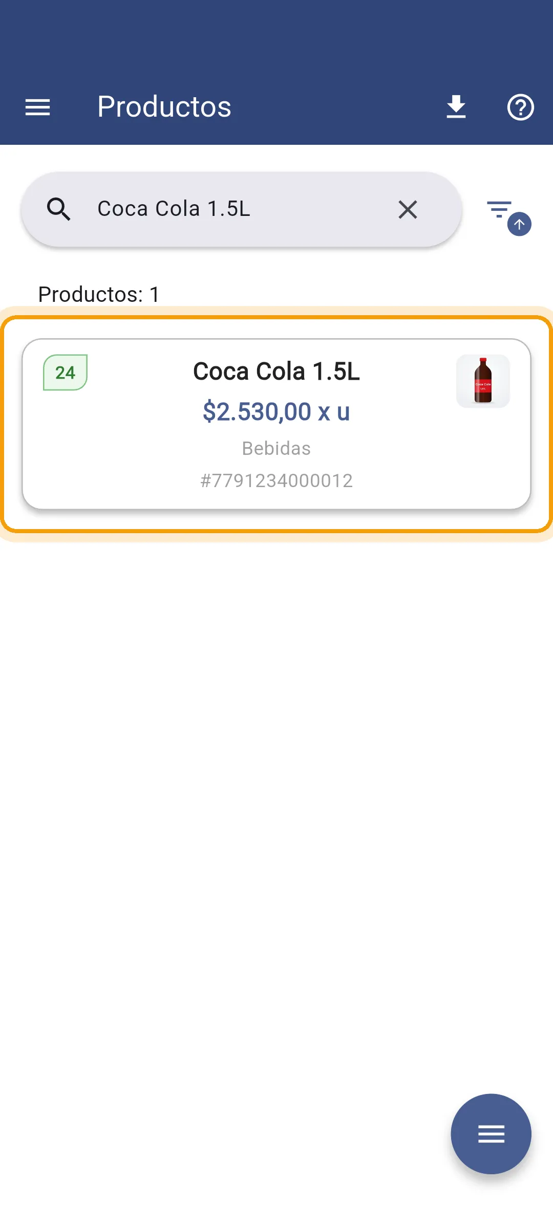 Producto con el precio actualizado